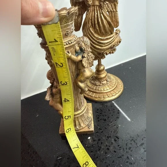 Vintage Inspired Baroque Angel‎ & Cherub Candlestick Holders Set Gilt Gold - Picture 16 of 17